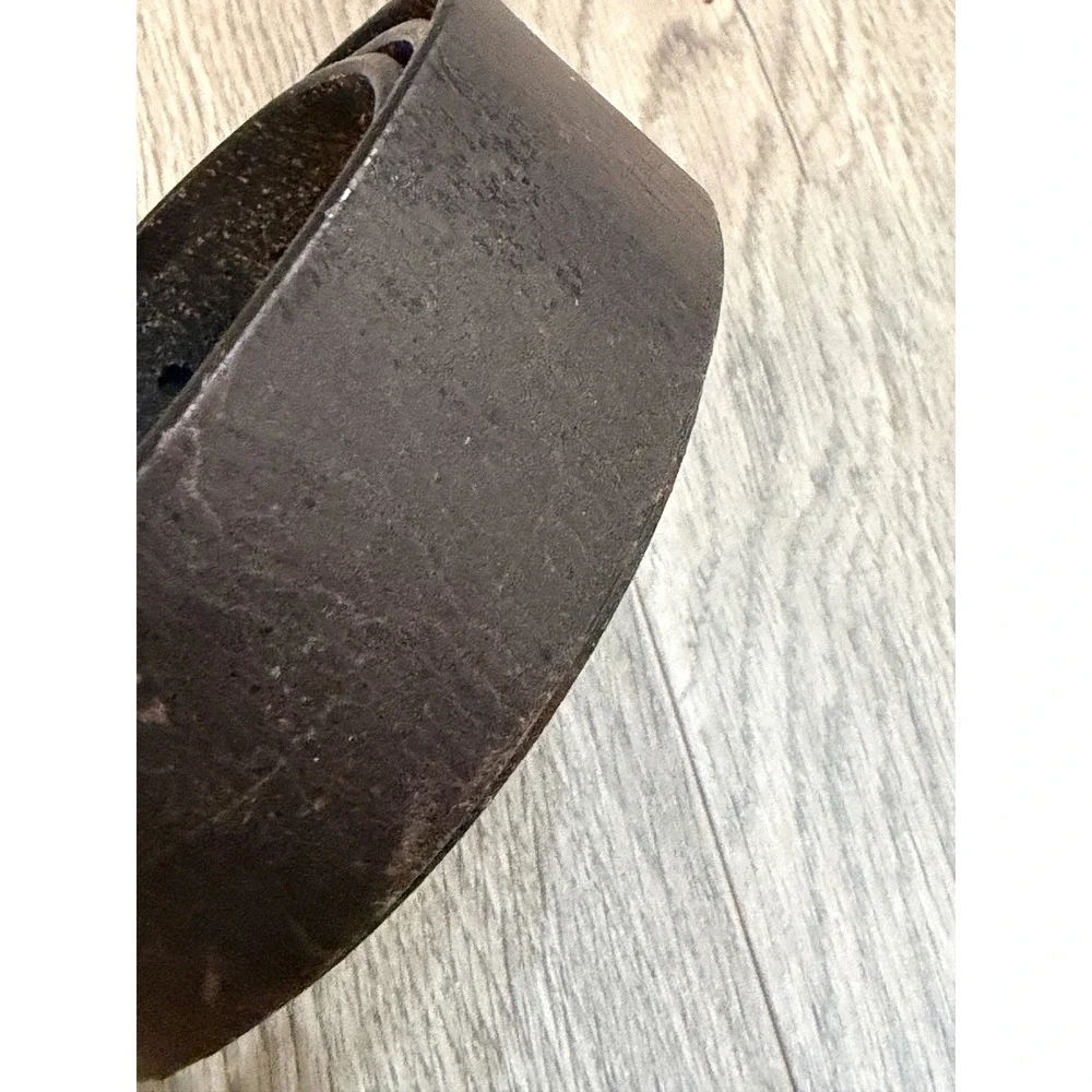 Express Genuine Leather Belt Large Brown Brass Buckle Classic Mens Vintage‎ ReAd